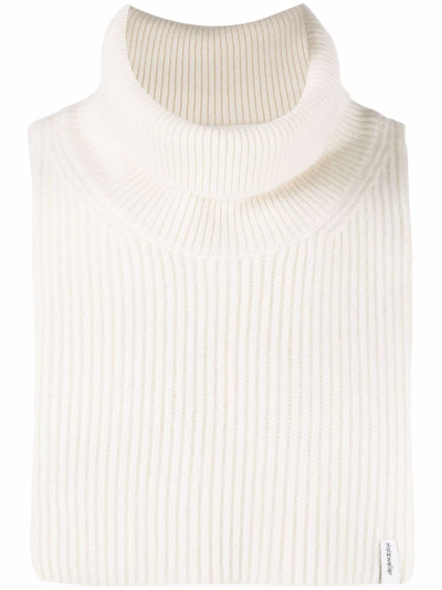 Holzweiler Roll-neck Ribbed Knit Bib Collar In Weiss