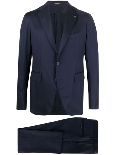 Tagliatore Fitted Single-breasted Suit In Blau