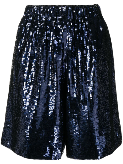 Yves Salomon Sequin Embellished Shorts In Blau
