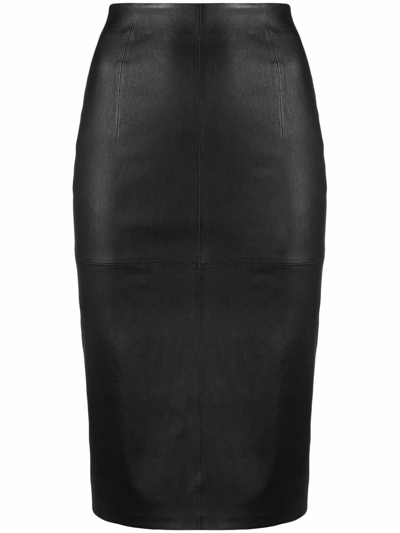 Desa 1972 High-waisted Leather Pencil Skirt In Black
