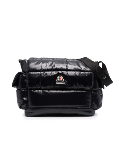 Moncler Padded Logo Baby Changing Bag In Black