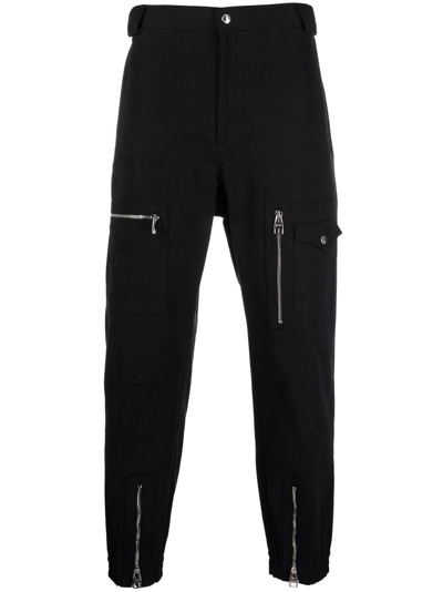 Alexander Mcqueen Black Cotton Canvas Cargo Trousers