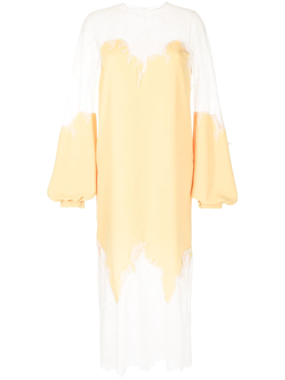 Costarellos Panelled Sheer Dress In Gelb