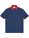 Gucci Cotton Piquet Polo With Interlocking G In Blue