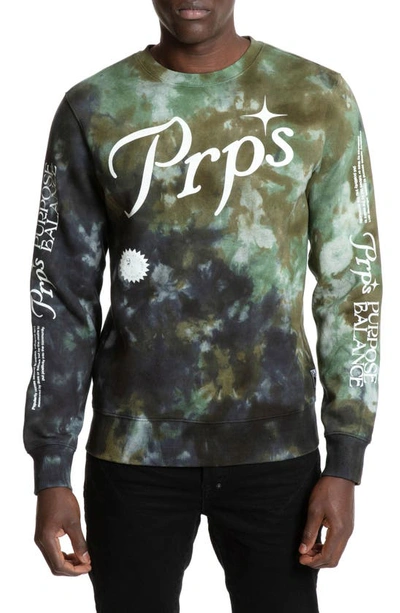 Prps Utopia Long Sleeve Cotton Blend Crewneck Sweatshirt In Multi Colour Tie D