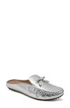 Aerosoles Women's Bowie Leather Driving Moccasin Mules In Silver Metallic Leather