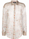 Dsquared2 Silk Floral-print Shirt In Neutrals