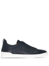 Ermenegildo Zegna Men's Triple Stitch Leather And Suede Sneakers In Navy