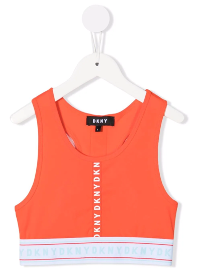 Dkny Orange Teen Girl Top With White Details