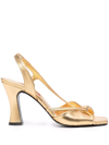 Carel Twist-detail Metallic-finish Sandals In Gold