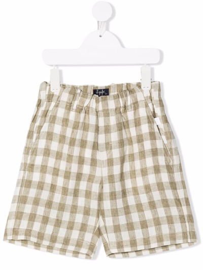 Il Gufo Kids' Gingham Straight Leg Shorts In Green