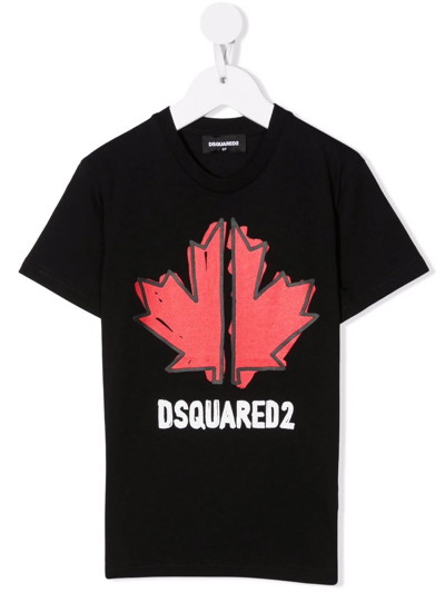 Dsquared2 Kids' Logo-print Cotton T-shirt In Black