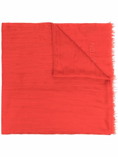 Pre-owned Louis Vuitton 2010s  Frayed Cashmere Shawl In Red