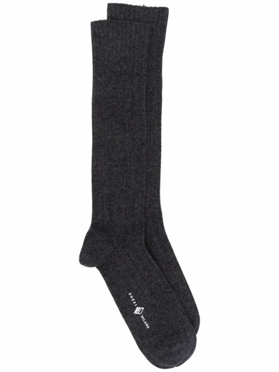 Drumohr Branded-footbed Socks In Grey