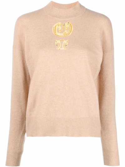 Pre-owned Hermes 1980  Horse-head Cashmere Jumper In Neutrals
