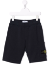 Stone Island Junior Teen Logo-patch Knee-length Shorts In Navy