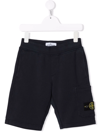 Stone Island Teen Logo-patch Knee-length Shorts In Navy