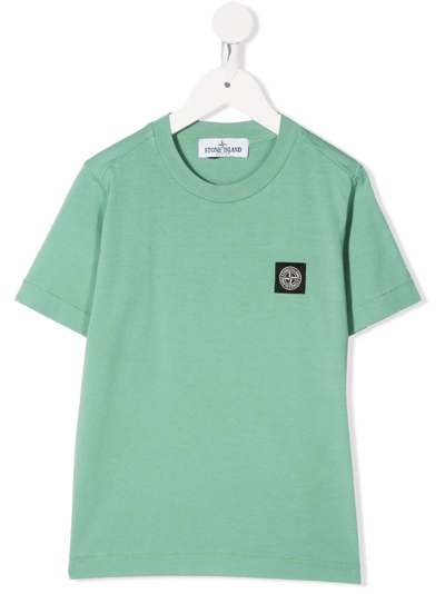 Stone Island Kids' Chest Logo-patch T-shirt In Green
