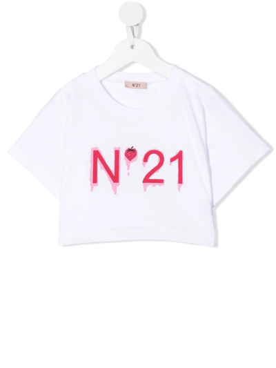 N°21 Teen Logo-print Cropped T-shirt In White