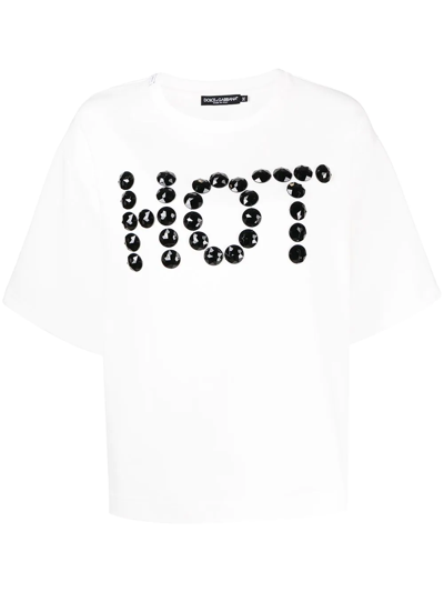 Dolce & Gabbana Crystal-embellished T-shirt In White