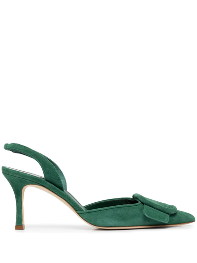 Manolo Blahnik Maysale Sling-back Pumps In Green
