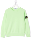 Stone Island Teen Crew Neck Cotton Sweatshirt In Green