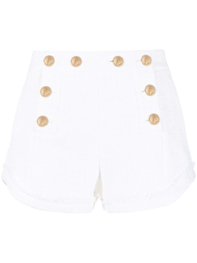 Dsquared2 High-waisted Tweed Shorts In White