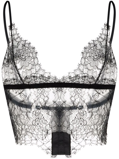 Dolce & Gabbana Lace-panel Spaghetti-strap Bralette In Black