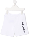 Balmain Logo Print Shorts In White