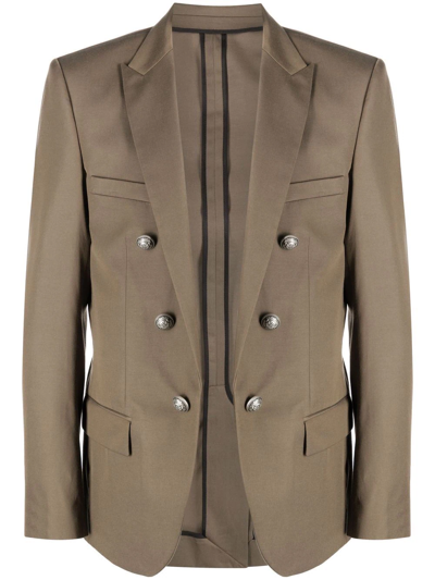 Balmain Double-breasted Tailored Blazer In Brown