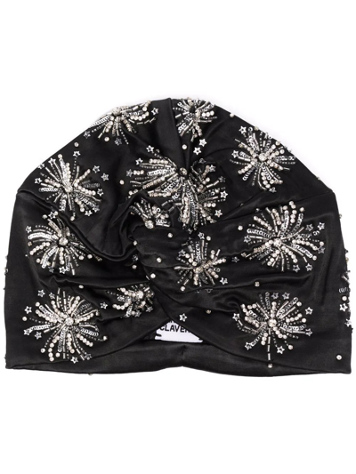 Mary Jane Claverol Black Fiesta Turban With Crystals
