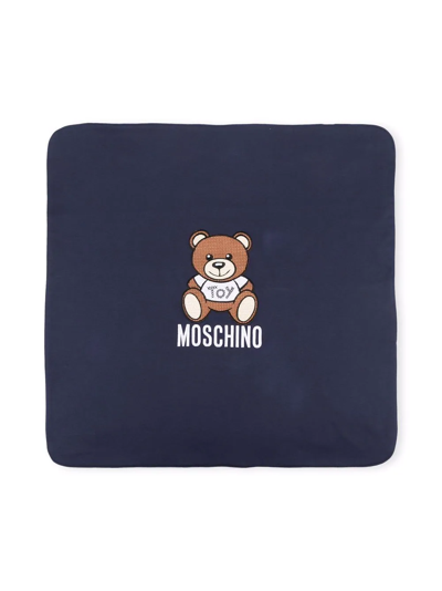 Moschino Teddy Bear-motif Blanket In Blue