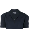 Jacquemus Le Haut Bebi Short-sleeve Hemp And Cotton-blend Top In Blue
