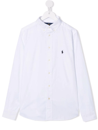 Ralph Lauren Kids' Custom Fit Button-down Shirt In White