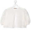 La Stupenderia Teen Puff-sleeve Cropped Bolero Blouse In White
