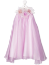 La Stupenderia Teen Floral-appliqué Flared Dress In Purple