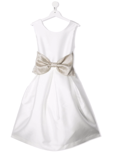 La Stupenderia Teen Bow-detailed Flared Dress In White