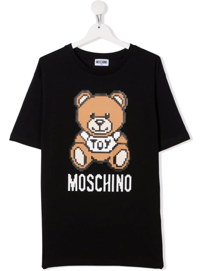Moschino Teen Logo Crew-neck T-shirt In Black