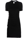 Rabanne Side Snap Ruched Asymmetric Minidress In Black