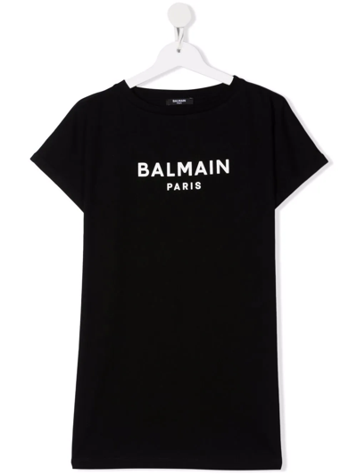 Balmain Kids' Logo Print T-shirt In Black