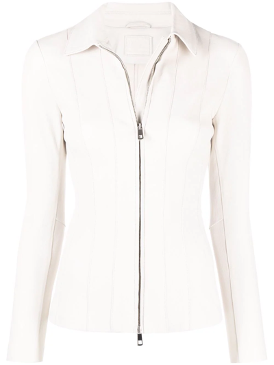 Desa 1972 Zipped Fitted Leather Jacket In White