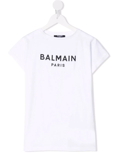 Balmain Kids' Classic Logo T-shirt In White