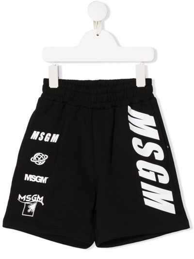 Msgm Teen Boys Black Logo Shorts
