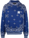 Amiri Bandana B-ball Cotton & Cashmere Hoodie Sweater In Blue Black