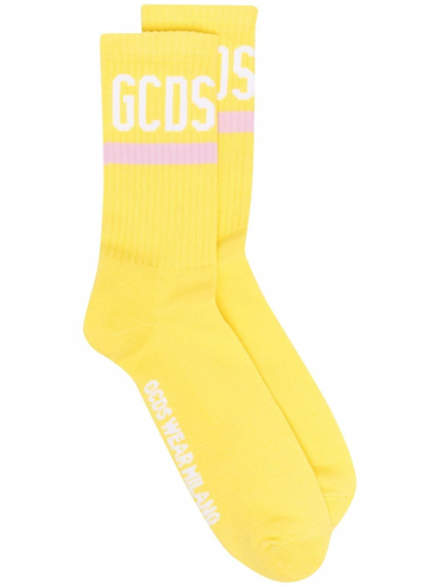 Gcds Unisex Yellow Socks With Logo