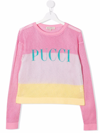 EMILIO PUCCI JUNIOR LONG-SLEEVED STRIPED MESH TOP