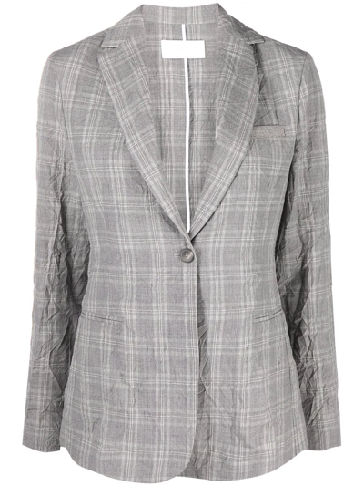 Fabiana Filippi Check-print Single-breasted Blazer In Grey