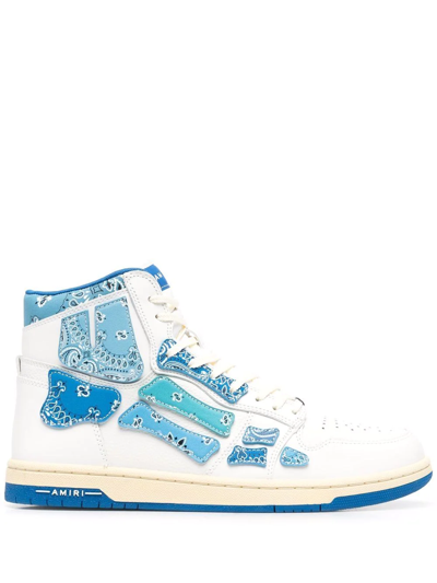 Amiri Skel Bandana-print Leather High-top Sneakers In Blue