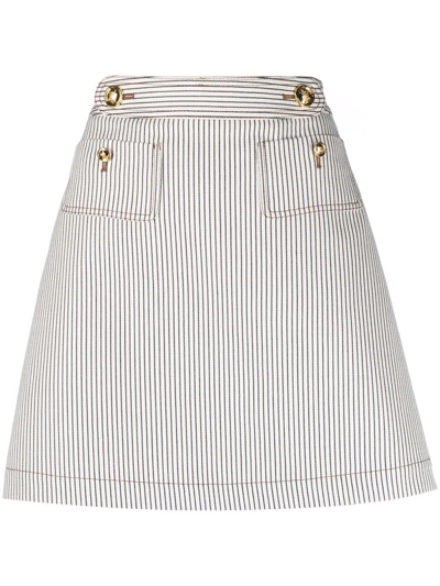 Giambattista Valli Striped A-line Mini Skirt In Neutrals
