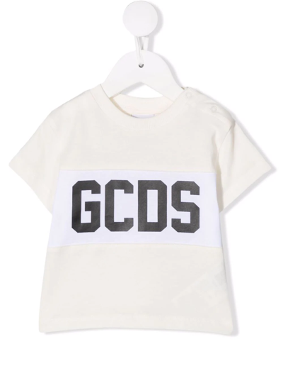 Gcds Babies' Logo-print Cotton T-shirt In Yellow Cream